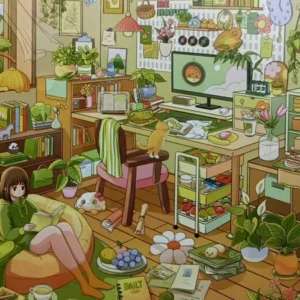 Cozy Forest‑Style Room Scene Sticker